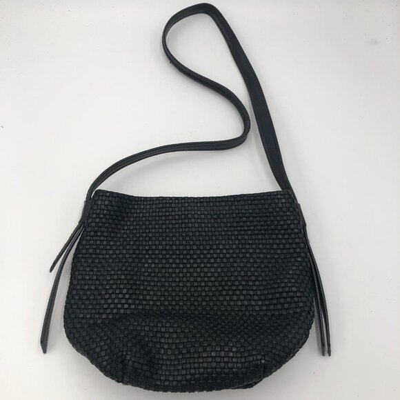COLE HAAN Bethany Weave Bucket Hobo Black Leather Bag - Picture 4 of 8